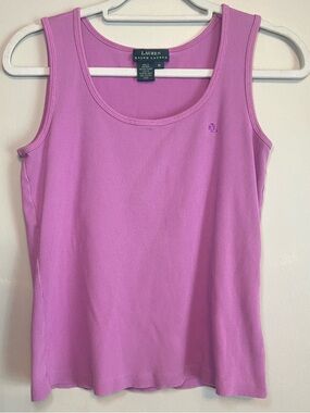 Ralph Lauren Pink Ribbed Scoop Neck Tank